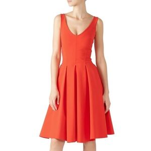 Chiara Boni Corrie Fit & Flare Sleeveless V-Neck Mini Dress Red Orange Sz 6